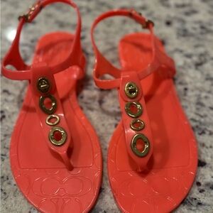 Coach Phila Coral Sandals with Gold Accents